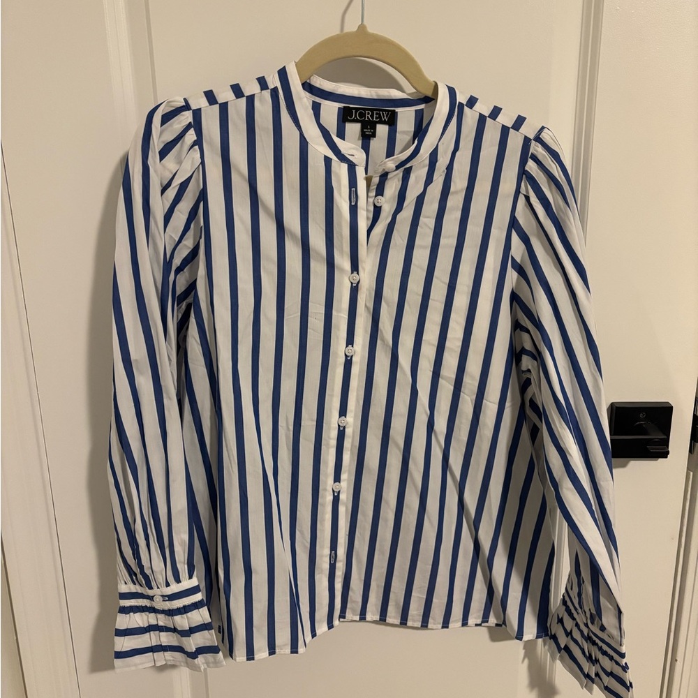 J.Crew Blue and White Striped Blouse